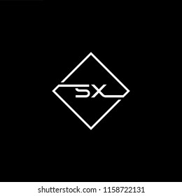 Initial letter SX XS minimalist art monogram shape logo, white color on black background.