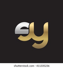 initial letter sy linked round lowercase logo gold silver black background