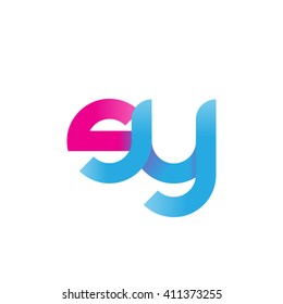 initial letter sy linked round lowercase logo pink blue purple