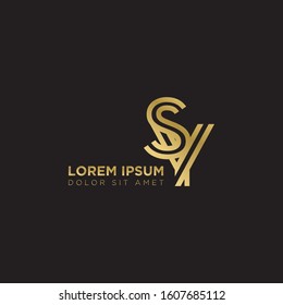 Initial Letter SY linked uppercase overlap modern gold logo vector design template. Suitable for business, consulting group company.
