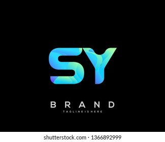 Initial letter SY logo with colorful background, letter combination logo design for creative industry, web, business and company. - Vector