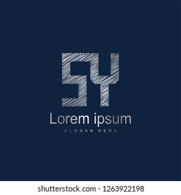 Initial Letter SY Logo Template Vector Design. Silver letter logo