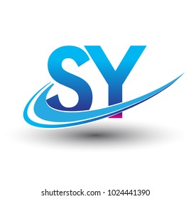 initial letter SY logotype company name colored blue and magenta swoosh design. vector logo for business and company identity.
