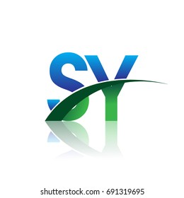 initial letter SY logotype company name colored blue and green swoosh design. vector logo for business and company identity.
