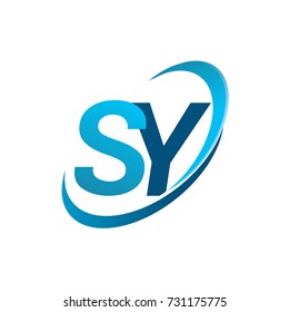 initial letter SY logotype company name colored blue swoosh design concept. vector logo for business and company identity.