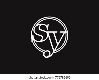 Initial letter sy lowercase outline inside the circle logo template white on black background