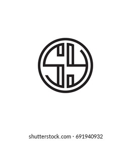 Initial letter SY, minimalist line art monogram circle logo, black color