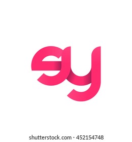 initial letter sy modern linked circle round lowercase logo pink