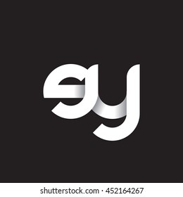 initial letter sy modern linked circle round lowercase logo white black