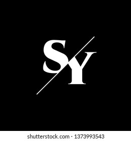 Initial Letter SY Monogram Sliced. Logo template isolated on black background