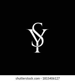 Initial Letter SY YS Intersected Monogram Logo in black and white color.