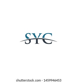 Initial letter SYC, overlapping movement swoosh horizon logo company design inspiration in blue and gray color vector