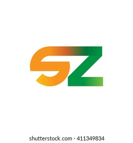 initial letter sz linked round lowercase logo orange green