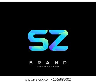 Initial letter SZ logo with colorful background, letter combination logo design for creative industry, web, business and company. - Vector
