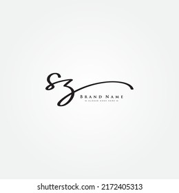 Logotipo de la letra inicial de SZ - Logo de la firma manuscrita