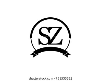 initial letter SZ logo monogram retro black
