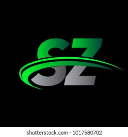 initial letter SZ logotype company name colored green and black swoosh design. vector logo for business and company identity.