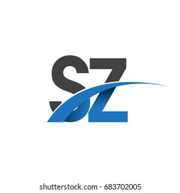 initial letter SZ logotype company name colored blue and grey swoosh design. vector logo for business and company identity.
