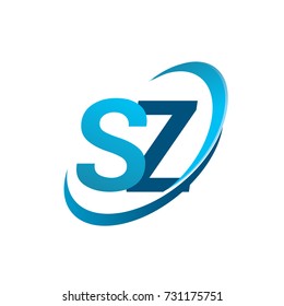 initial letter SZ logotype company name colored blue swoosh design concept. vector logo for business and company identity.