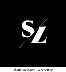 Initial Letter SZ Monogram Sliced. Logo template isolated on black background
