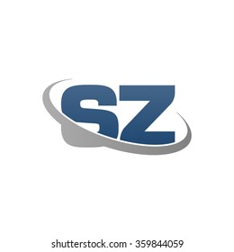 initial letter SZ swoosh ring company logo blue gray