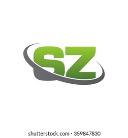 initial letter SZ swoosh ring company logo green gray