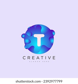 Initial letter T 3D logo template colorful circle sphere design for business and company identity