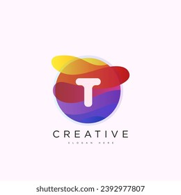 Initial letter T 3D logo template colorful circle sphere design for business and company identity