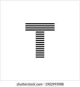 Anfangsbuchstabe t abstraktes horizontales Zeilenlogo, Vektorgrafik