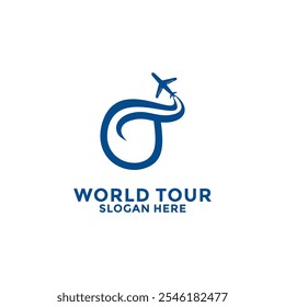 initial letter T with Airplane and Cloud logo design template. Travel logo design vector