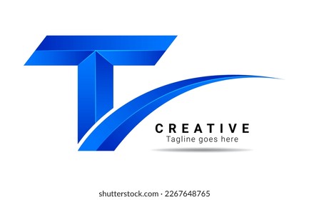 Initial letter T alphabet logo blue color design. vector logotype for business and company identity