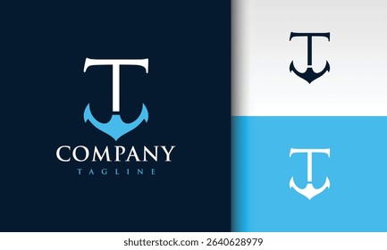 initial letter T anchor logo