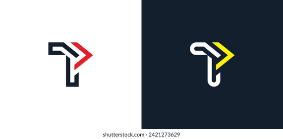 initial Letter T Arrow Logo Concept sign icon symbol Design Element. Financial, Consulting, Logistics Logotype. Vector illustration logo template