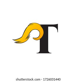 Initial Letter T art fire style logo design