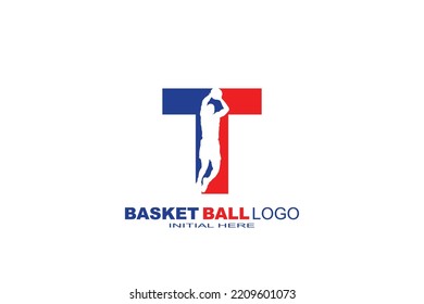 initial Letter T basketball logo