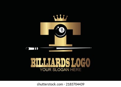 logotipo inicial de la letra T billar