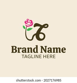 Initial letter T botanical flower logo design template. Fit for wedding business brand, fashion, jewelry, boutique, florist shop, floral and botanical. Vector illustration