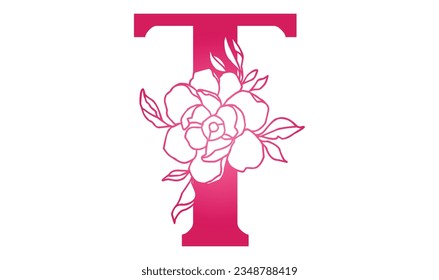 Initial letter T botanical flower logo design template. Fit for wedding business brand, fashion, jewelry, boutique, florist shop, floral and botanical. Vector illustration