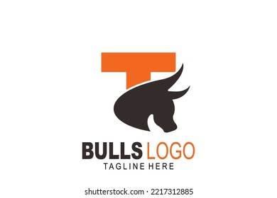initial Letter T bulls logo
