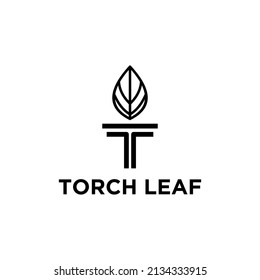 Letra inicial T Burning Torch folletos con diseño de logotipo de columna de pilar
