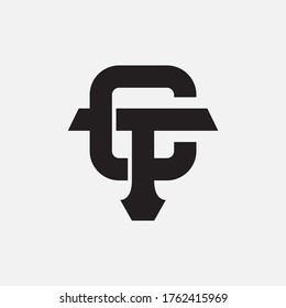 Initial letter T, C, TC or CT overlapping, interlock, monogram logo, black color on white background