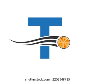 Logo Del Restaurante Cafe Letra Inicial T Con Plantilla De Vector De Concepto Pizza