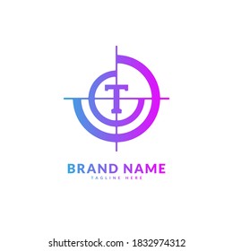  Letra inicial T con el logotipo de objetivo de círculo. Vector de logotipo creativo y elegante, adaptado para empresas y empresas