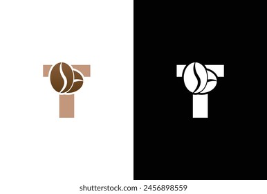 Plantilla con logotipo inicial de letra T Coffee. Letra T icono de la cafetería, marca de café, minimalista, moderno Adecuado para la Plantilla del logotipo de la cafetería.