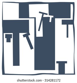 Initial letter T, composed in a square, consisting of contrasty positive and negative spaces
