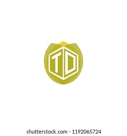 Initial Letter T, D, TD Hexagonal Shape Logo Design with Leaf, Nature, Ecology, Environment Illustration Icon