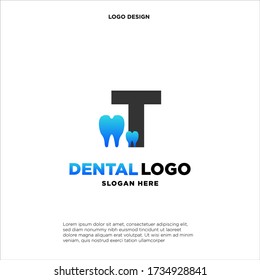 Initial Letter T Dental Logo Design Template