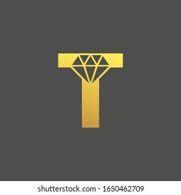 initial letter T with diamond vector logo template