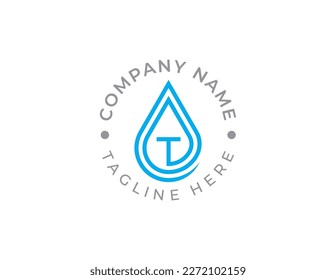 initial Letter T Drop Logo Concept sign icon symbol Element Design. Droplet, Aqua, Plumber, Plumbing, Water, Cleaning Logotype. Vector illustration template