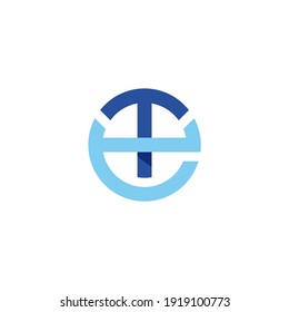 Initial letter T and E, rounded shape logo, vector design template